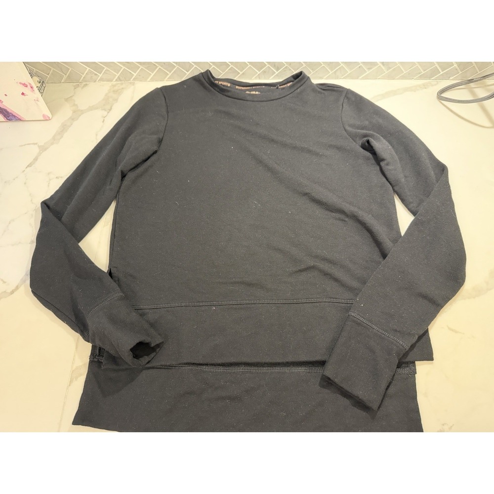 Superdry Sport Fleece Gym Shirt Sz 6 Black Warm Thumb Holes Base Capsule